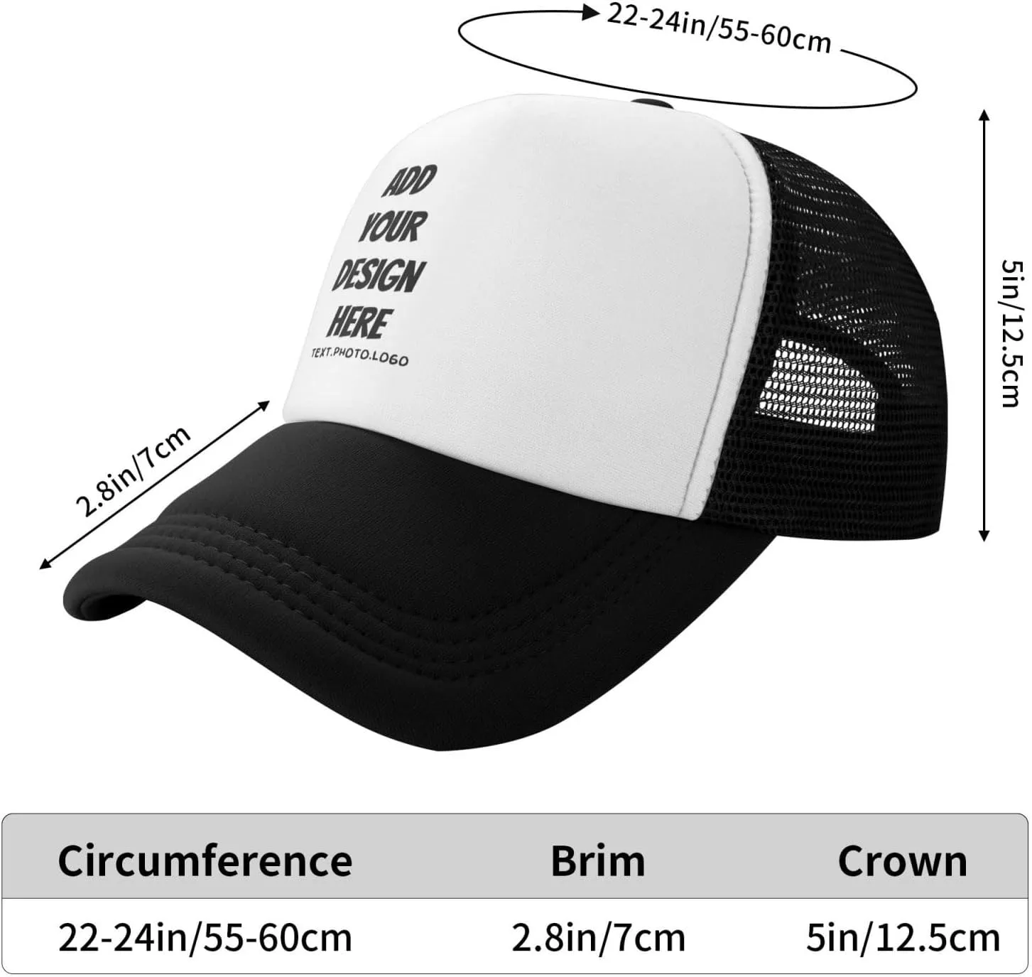 Custom Hat Design Your Own, Personalized Classic Hats for Men Women,Customizable Baseball Cap Dad for Outdoor Adjustable