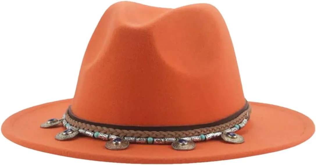 Dcvmvmn Men Women Fedoras Hat Belt Band Solid Felted Jazz Caps Casual Felted Hats Winter Hat