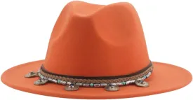 Dcvmvmn Men Women Fedoras Hat Belt Band Solid Felted Jazz Caps Casual Felted Hats Winter Hat