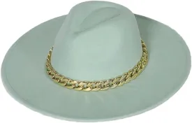 Dcvmvmn Women Chain Adjustable Big Brim Hat Unisex Fedora Hat Jazz Winter Hat