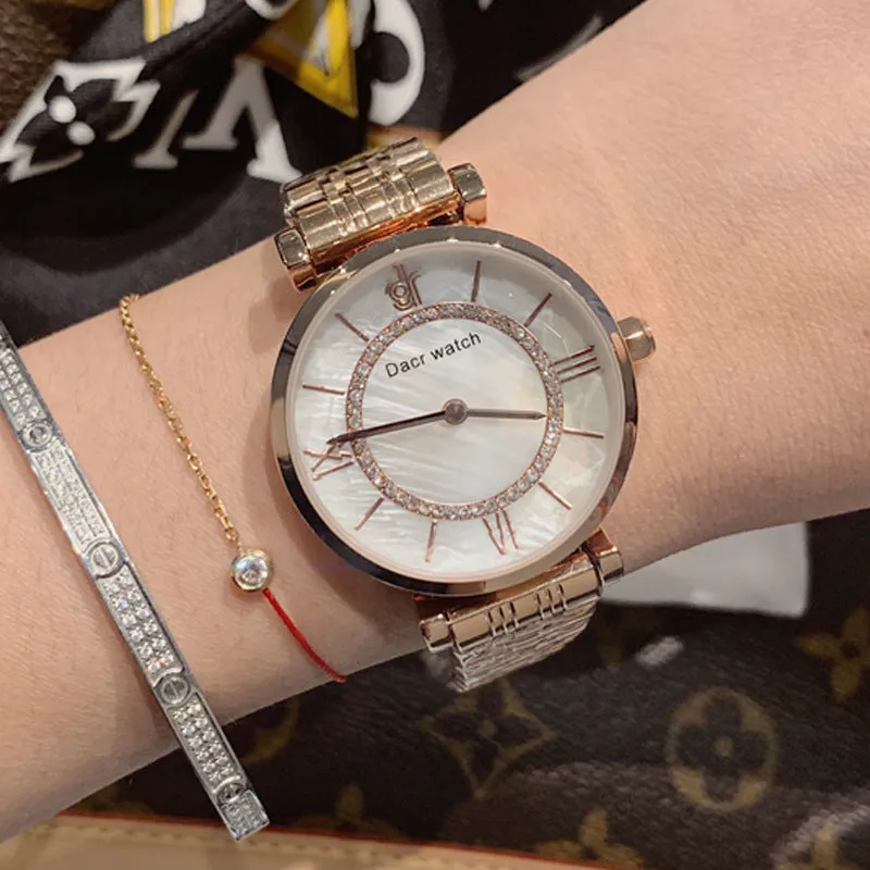 Diamond-inlaid Stainless Steel Women's Watch