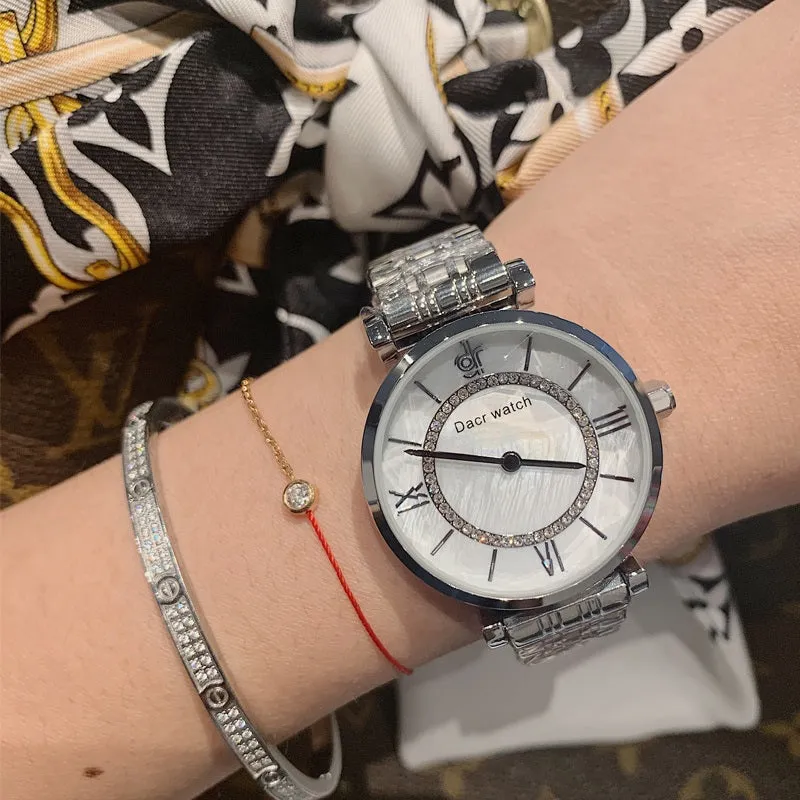 Diamond-inlaid Stainless Steel Women's Watch