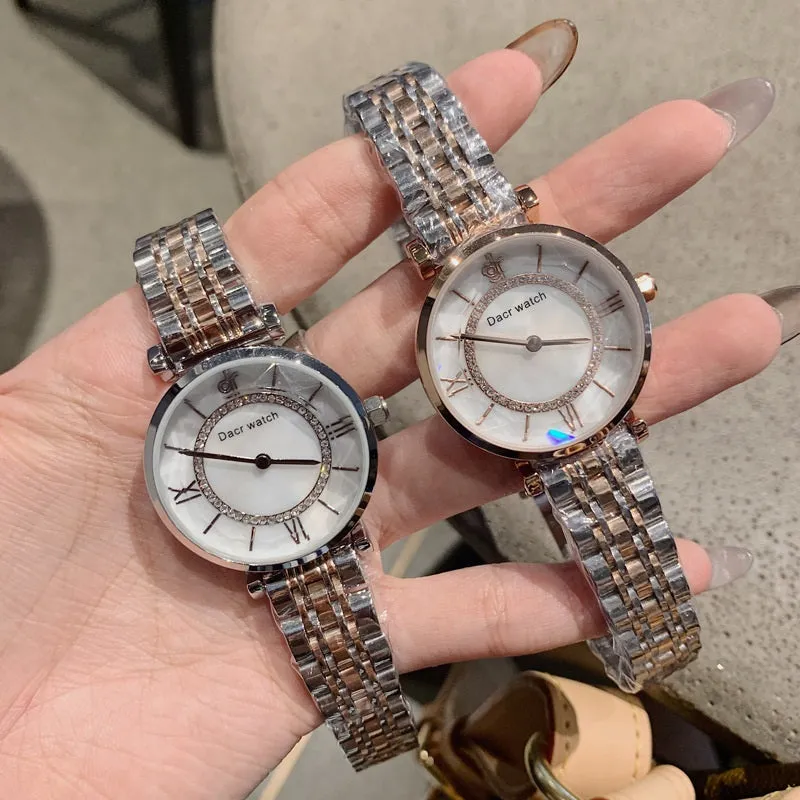 Diamond-inlaid Stainless Steel Women's Watch