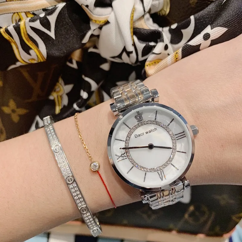 Diamond-inlaid Stainless Steel Women's Watch