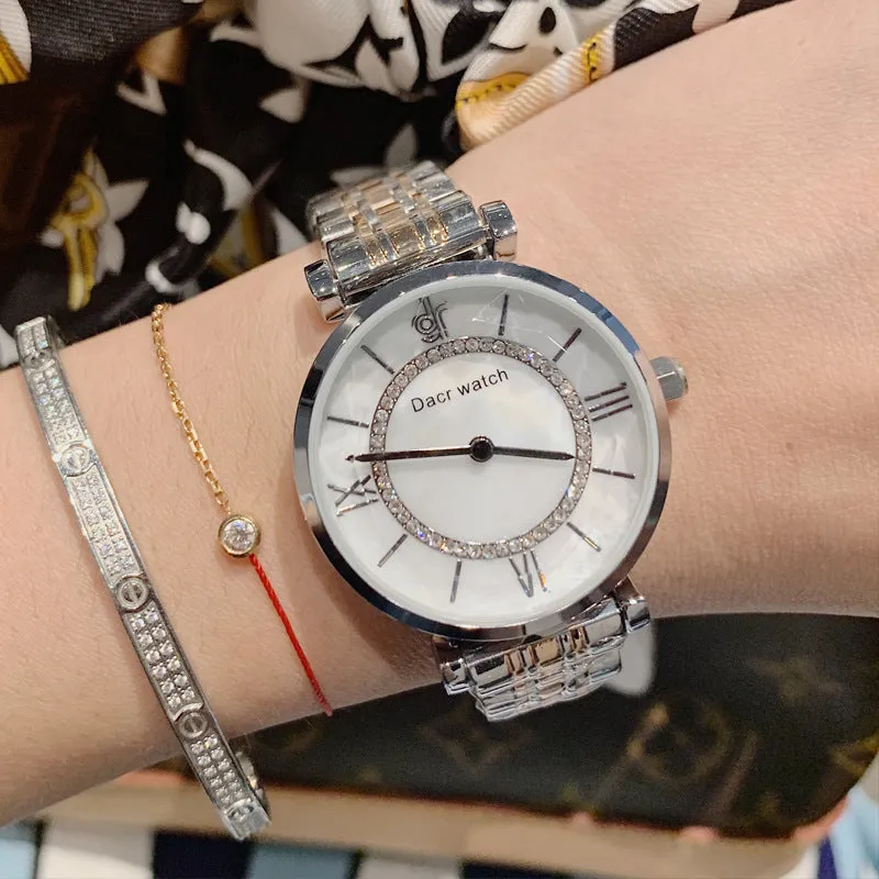 Diamond-inlaid Stainless Steel Women's Watch