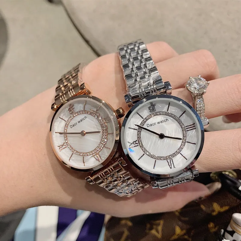 Diamond-inlaid Stainless Steel Women's Watch