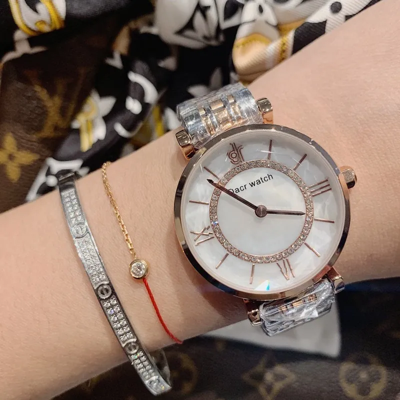 Diamond-inlaid Stainless Steel Women's Watch