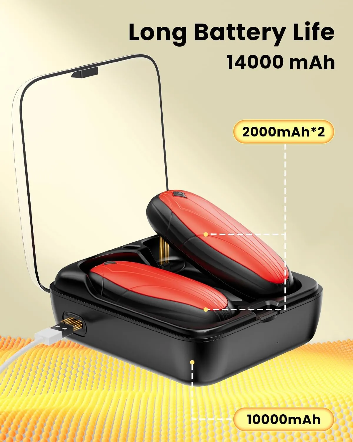 Electric Hand Warmers Rechargeable 2 Pack 14000mAh, Portable Hand Heater Battery Powered Pocket Warmers, Women Men Gifts for Chrismas, Camping,Outdoor Hunting Gear and Accessories