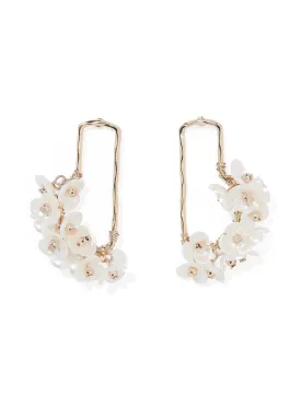Elowen Flower Hoop Drop Earrings