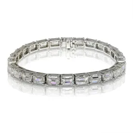 EVERT 26 Carat Emerald Cut Inline Diamond Tennis Bracelet in 14K White Gold  By Mike Nekta NYC