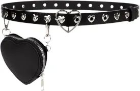 Fanny Pack for Women PU Leather Belt Goth Vegan Leather Women's Fanny Pack Mini Purse Belt Fashion Y2K Waist Pack Detachable (Black #1)
