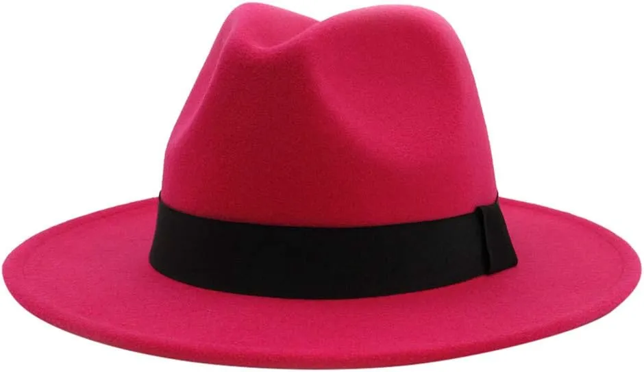 Fedora Hats for Men & Women Wide Brim Fedora Panama Hat Men's Dress Jazz Hats with Belt Buckle