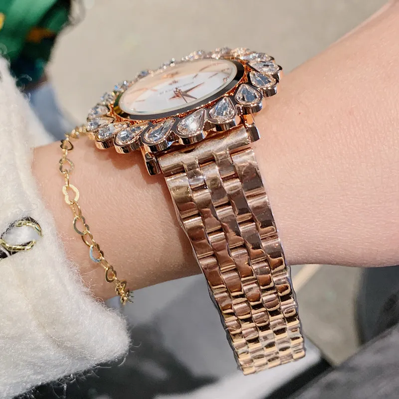 Flower Design Zircon Women's Watch