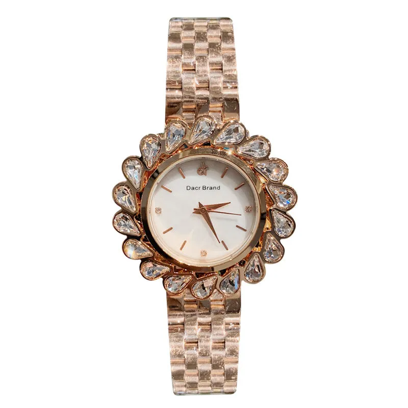 Flower Design Zircon Women's Watch
