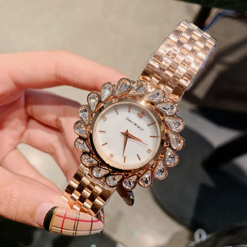 Flower Design Zircon Women's Watch