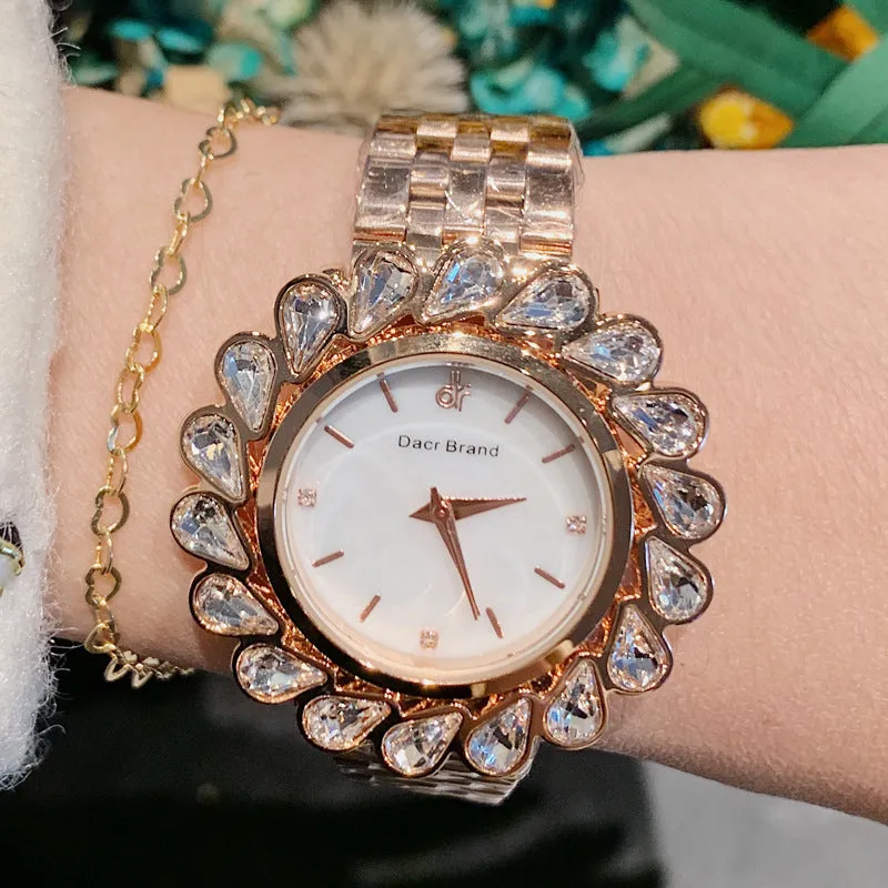 Flower Design Zircon Women's Watch