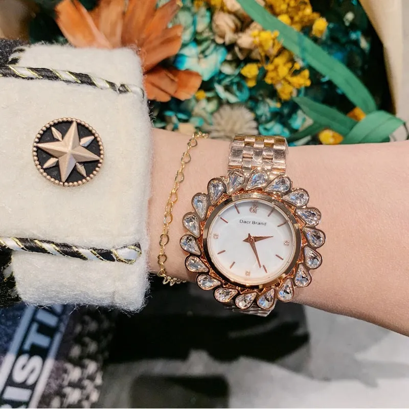 Flower Design Zircon Women's Watch