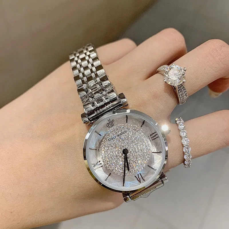 Full of Diamond Stainless Steel Strap Women's Watch