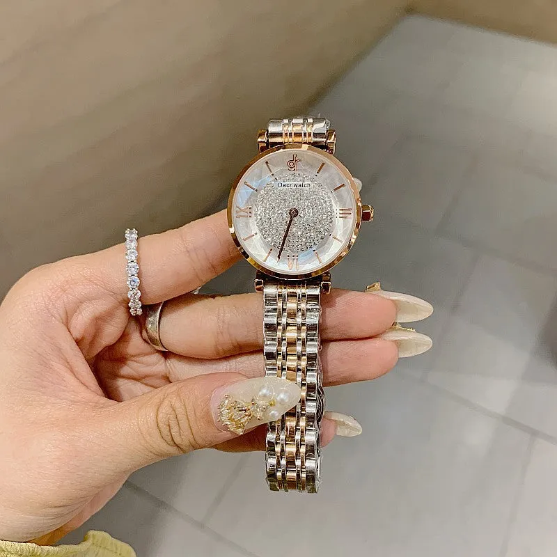Full of Diamond Stainless Steel Strap Women's Watch