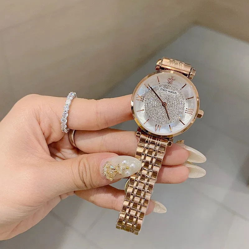Full of Diamond Stainless Steel Strap Women's Watch