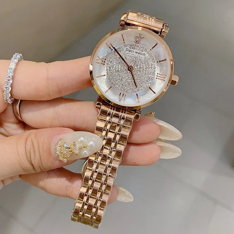 Full of Diamond Stainless Steel Strap Women's Watch
