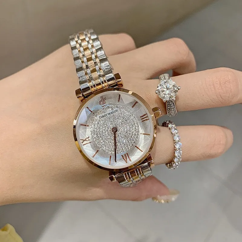 Full of Diamond Stainless Steel Strap Women's Watch