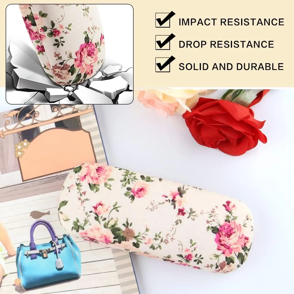 Glasses Case Hard Shell Eyeglass Case for Women Fabrics Floral Retro Spectacle Case Box Portable