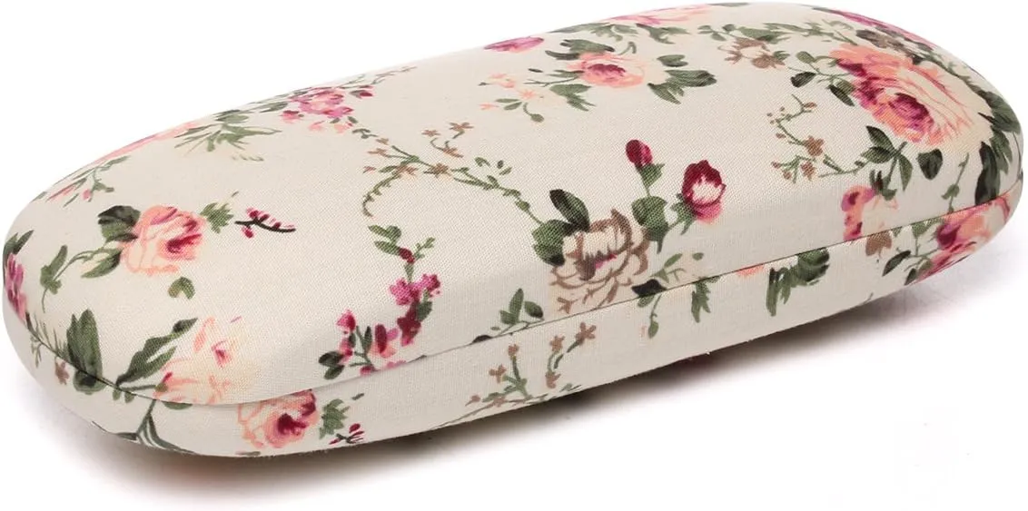 Glasses Case Hard Shell Eyeglass Case for Women Fabrics Floral Retro Spectacle Case Box Portable