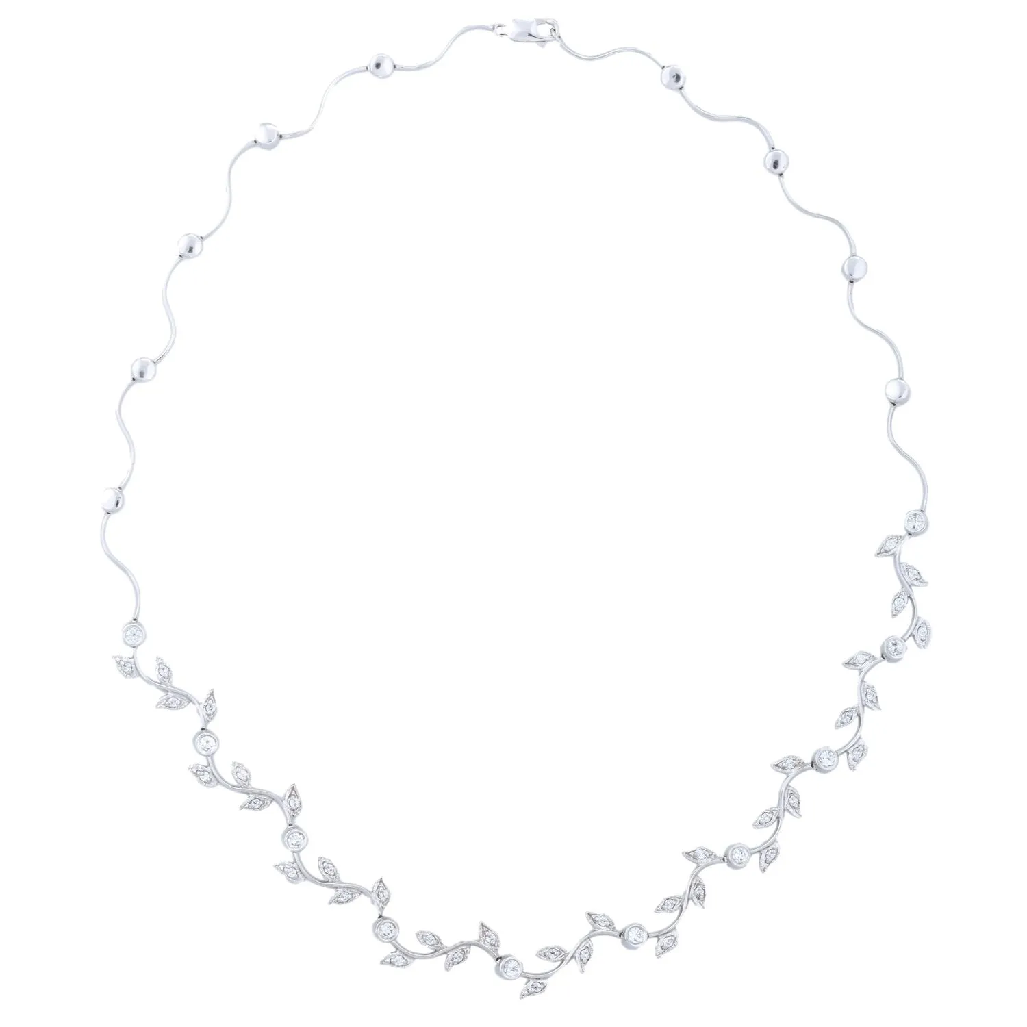 Grape Vine Diamond Bracelet (1.09 ct Diamonds) in White Gold