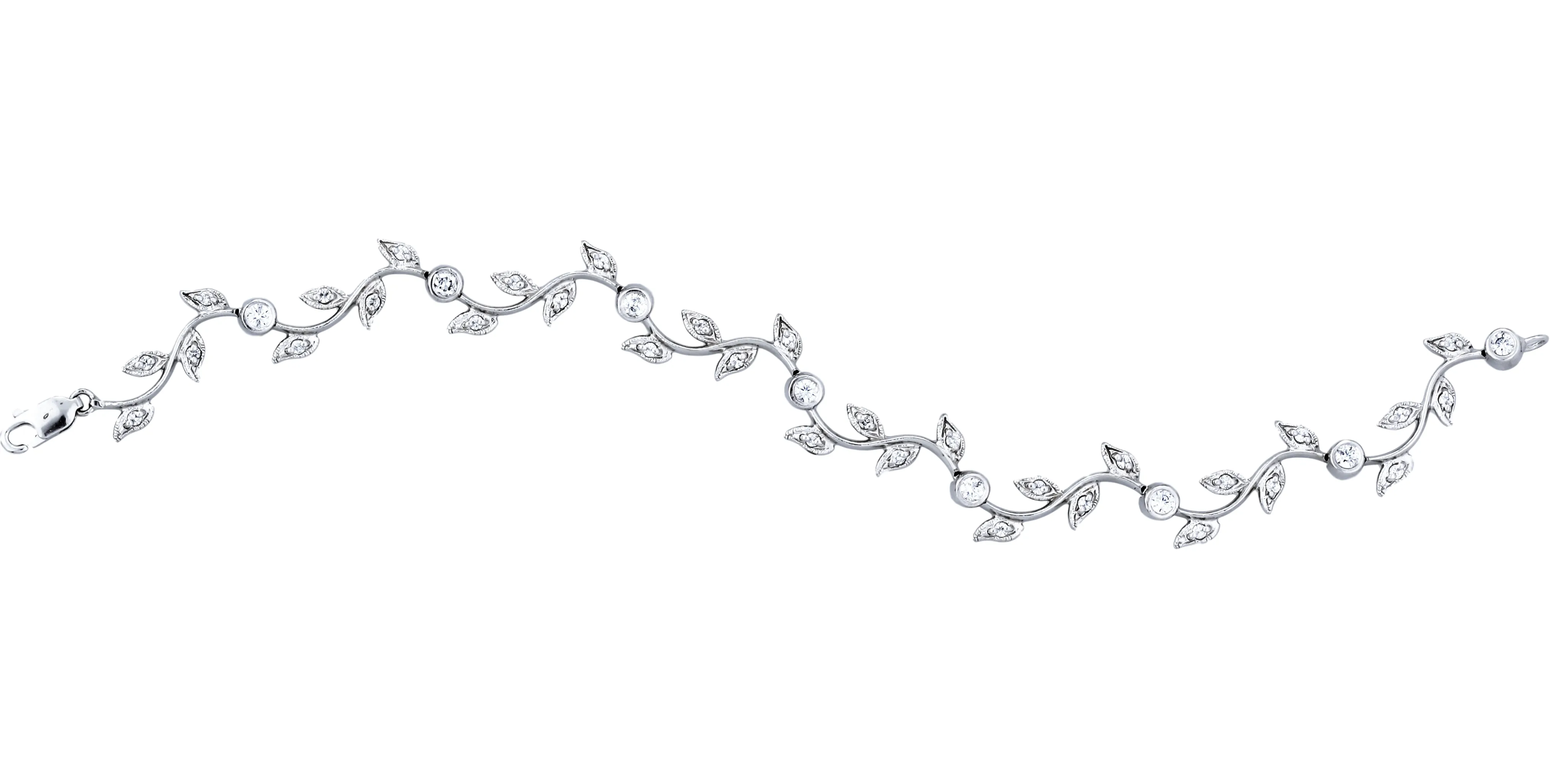 Grape Vine Diamond Bracelet (1.09 ct Diamonds) in White Gold