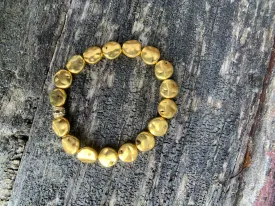 Hammered Gold Metal Beaded Bracelet