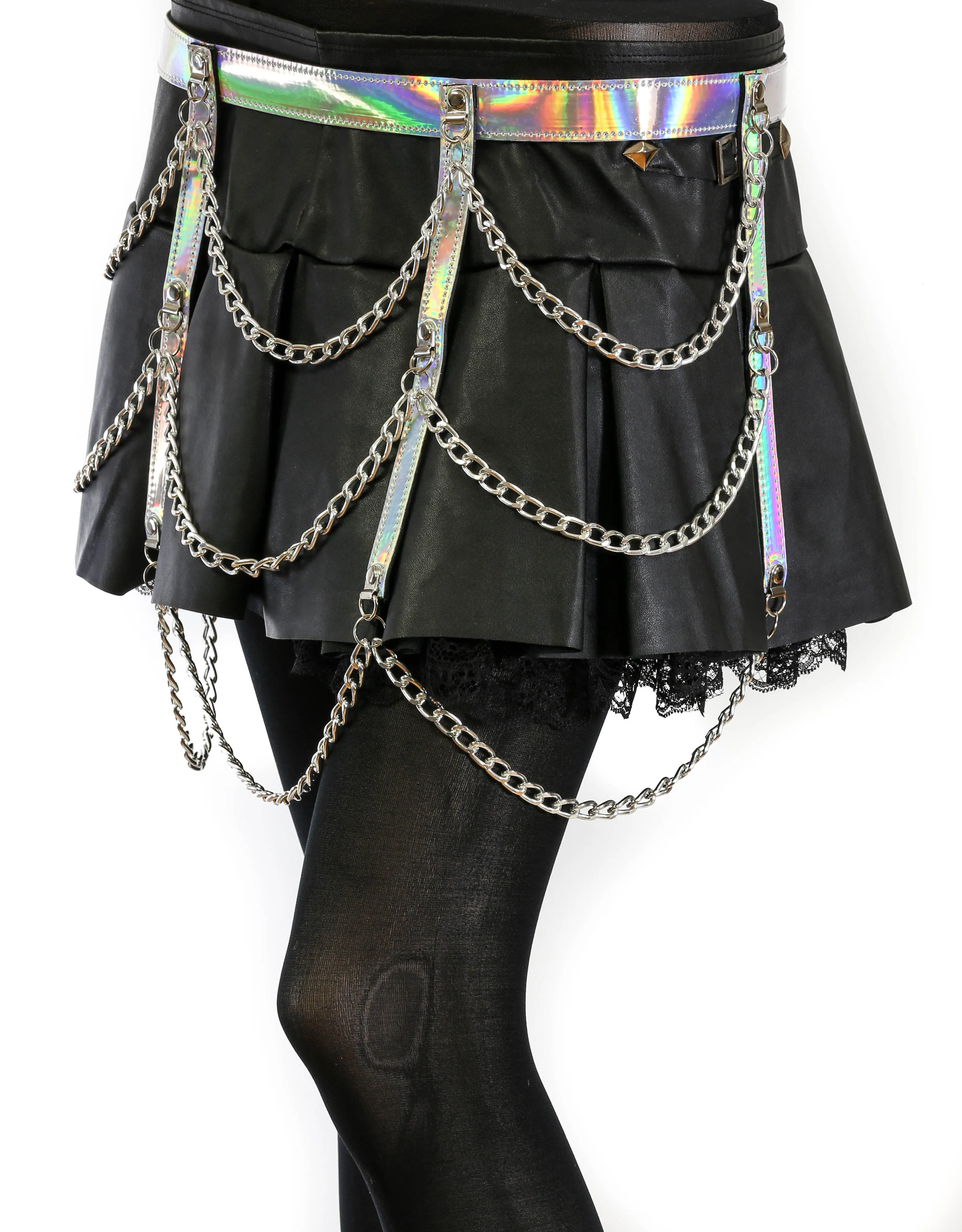 Hanging 3 Row Chain Silver Rainbow Belt