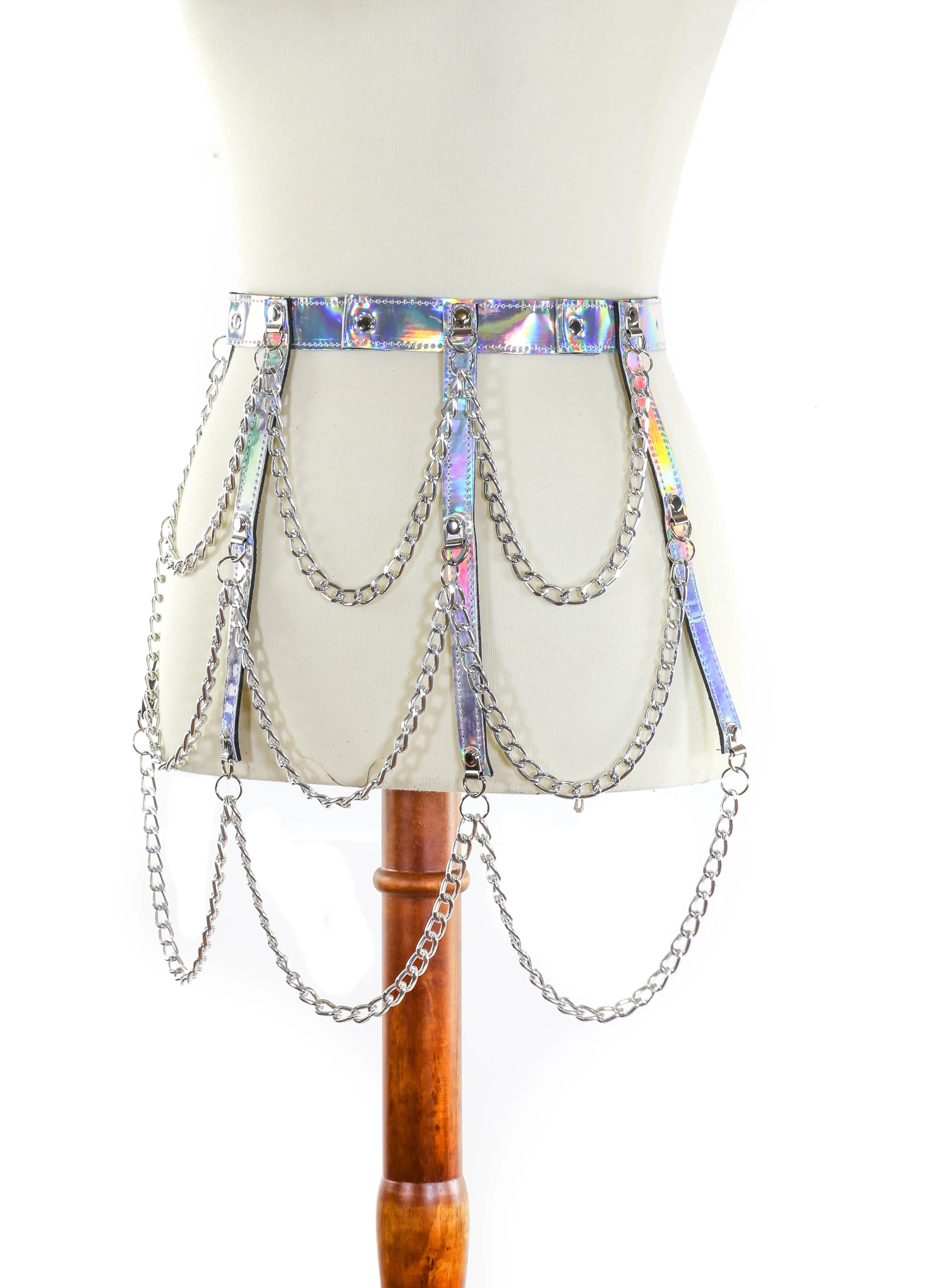 Hanging 3 Row Chain Silver Rainbow Belt