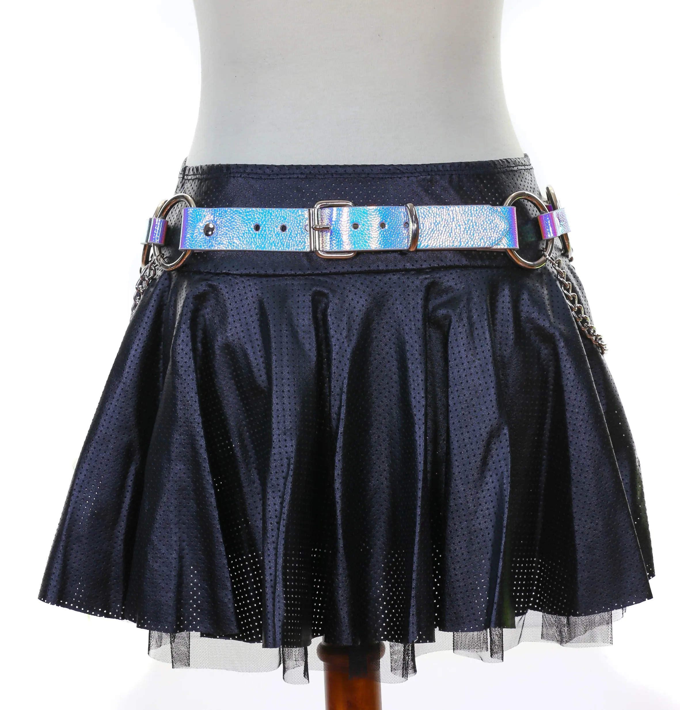 Holographic Ring Link Belt With Chain