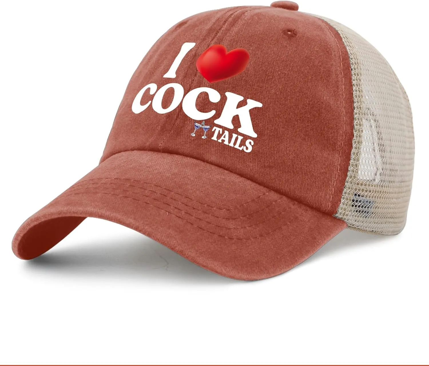 I Love Cocktails Hat Trucker Hat Men Funny Mesh Hats for Summer