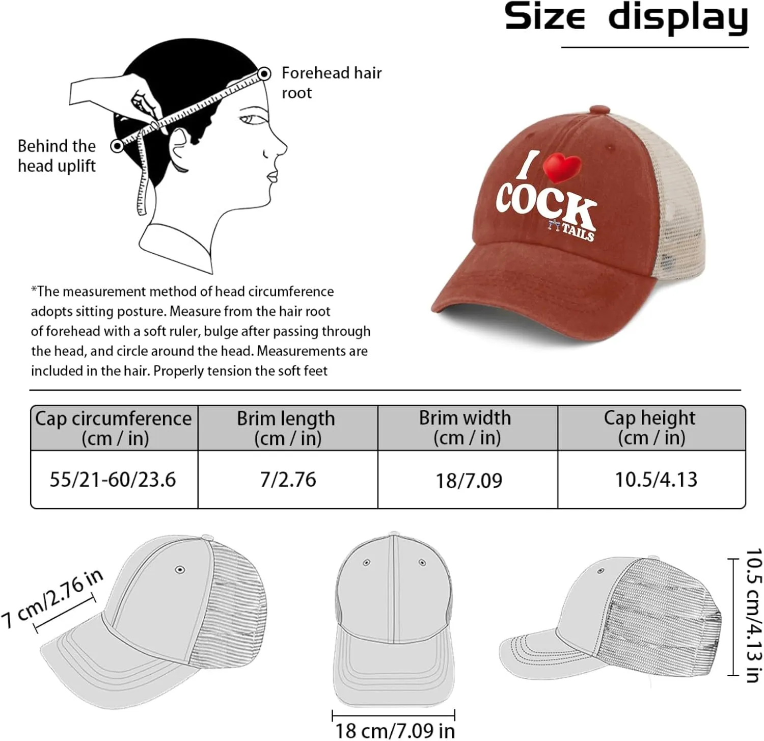 I Love Cocktails Hat Trucker Hat Men Funny Mesh Hats for Summer