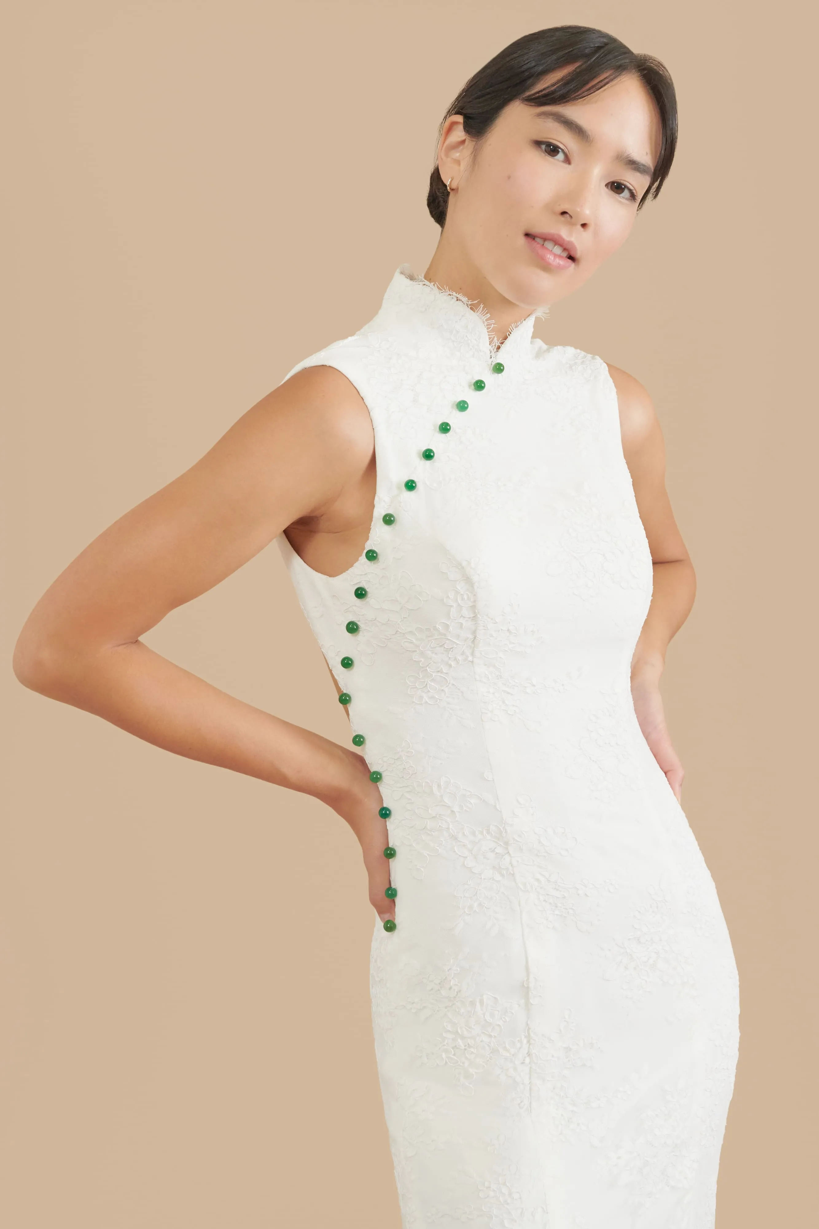 Jade Bespoke Dress [Mermaid] | White Cheongsam Wedding Dress