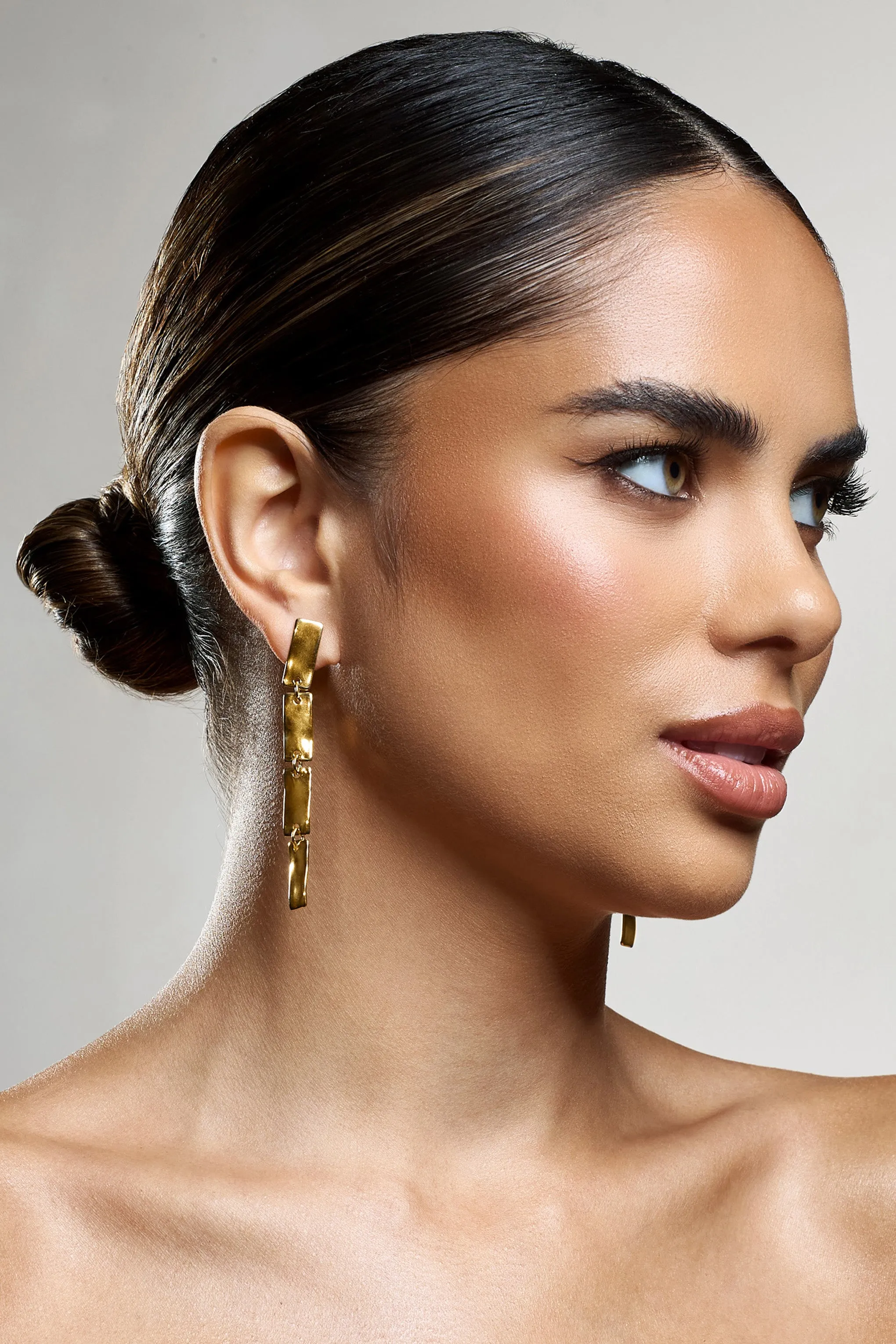 Jolene | Gold Rectangular Drop Earrings