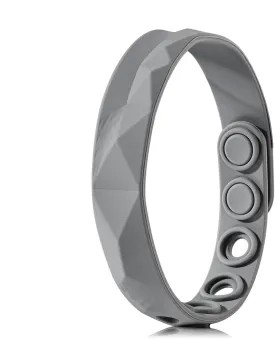 King Will Adjustable Silicone Bracelet for Men 10" Breathable Rubber Wristband Designed with Lighting/Squares, Black/Grey