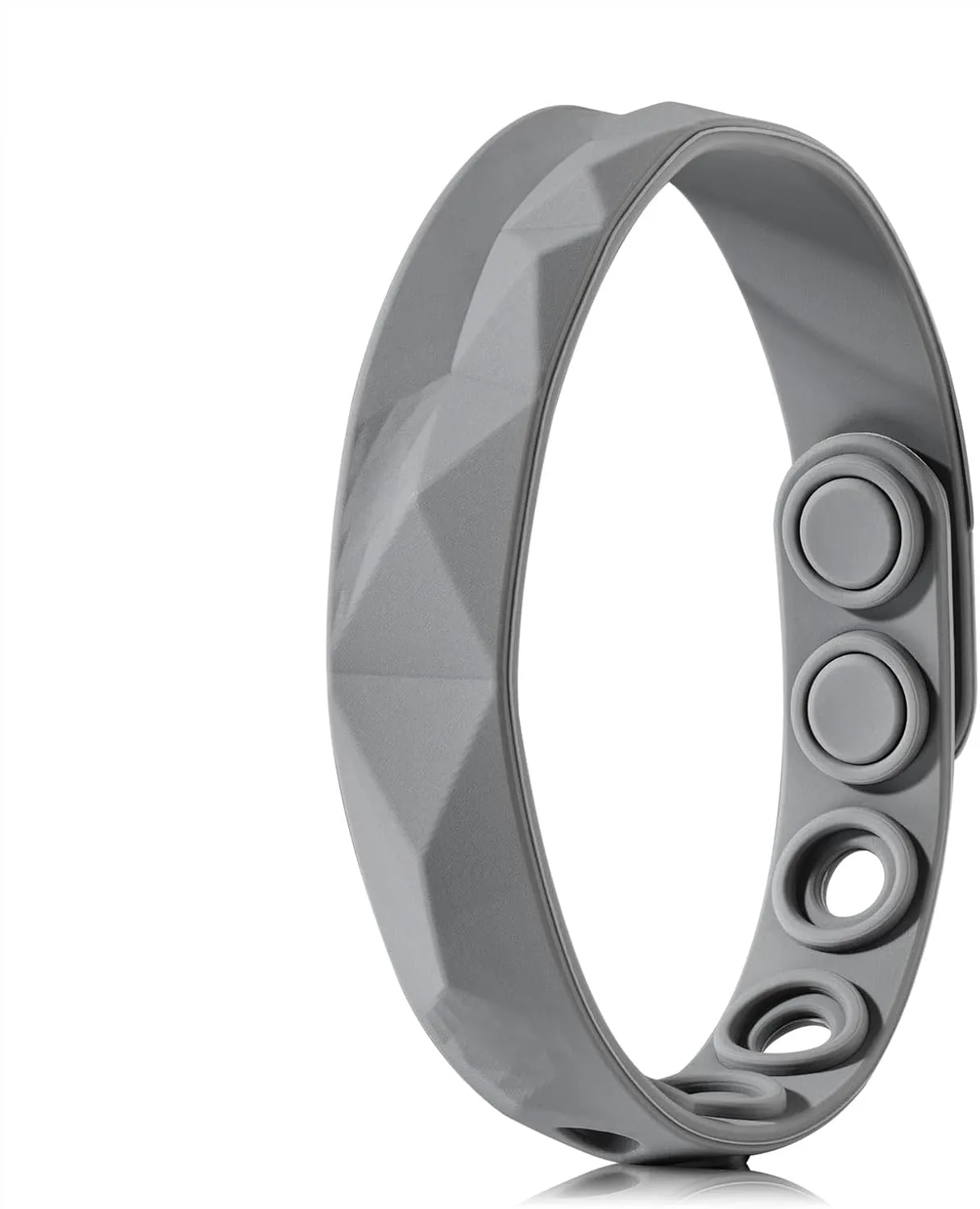King Will Adjustable Silicone Bracelet for Men 10" Breathable Rubber Wristband Designed with Lighting/Squares, Black/Grey