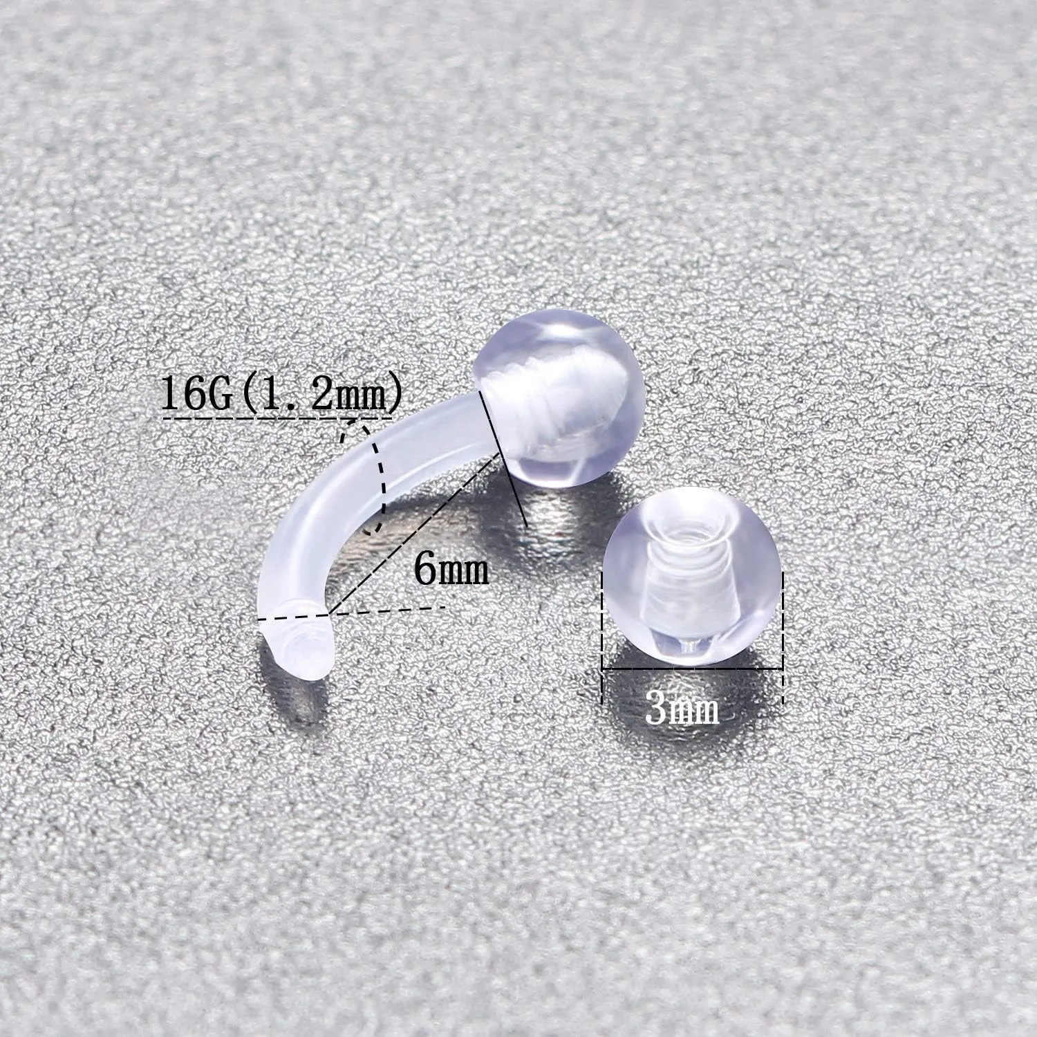 Kridzisw 16G Clear Plastic Curved Barbells Eyebrow Ring Snake Eyes Tongue Rings Acrylic Bioflex Cartilage Helix Tragus Earrings Nipple Belly Lip Ring Piercing Retainer Length 6mm 8mm 10mm 12mm 36pcs