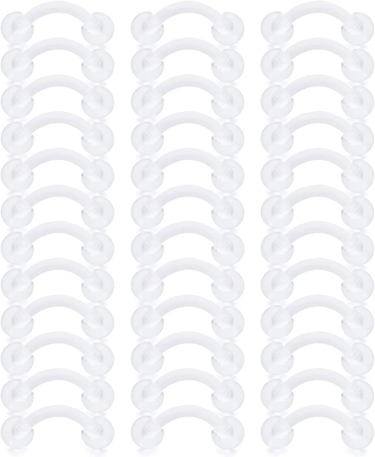 Kridzisw 16G Clear Plastic Curved Barbells Eyebrow Ring Snake Eyes Tongue Rings Acrylic Bioflex Cartilage Helix Tragus Earrings Nipple Belly Lip Ring Piercing Retainer Length 6mm 8mm 10mm 12mm 36pcs