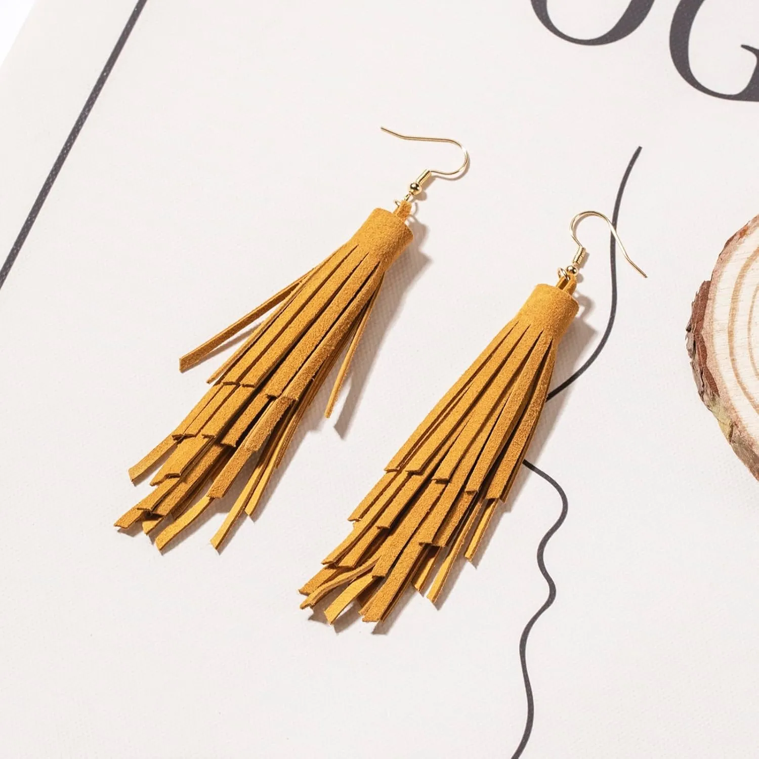 Leather Layered Tassel Earrings Boho - Lightweight Genuine Leather Fringe Earrings Dangle, Handmade Western Earrings for Women Cowgirl