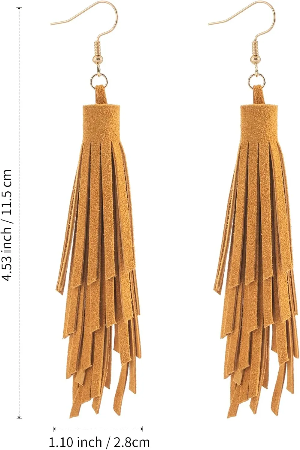 Leather Layered Tassel Earrings Boho - Lightweight Genuine Leather Fringe Earrings Dangle, Handmade Western Earrings for Women Cowgirl