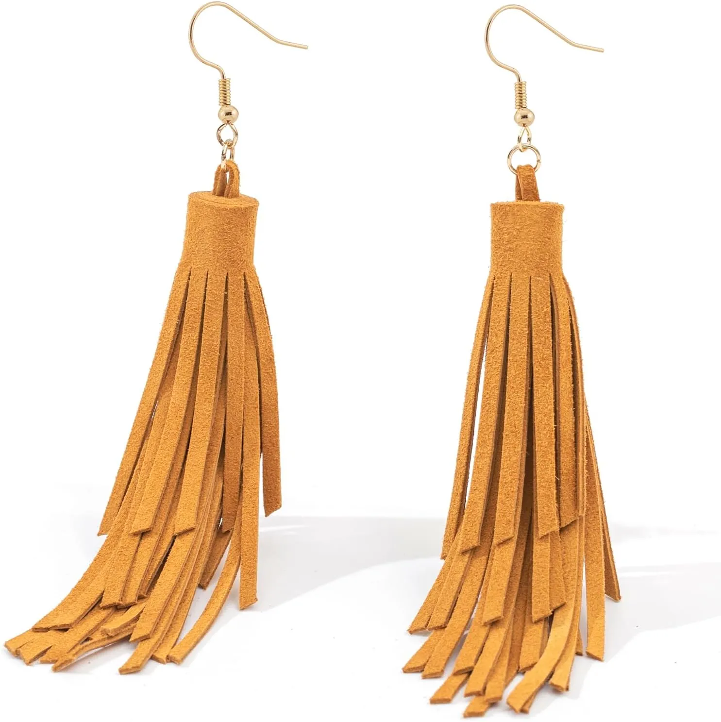 Leather Layered Tassel Earrings Boho - Lightweight Genuine Leather Fringe Earrings Dangle, Handmade Western Earrings for Women Cowgirl