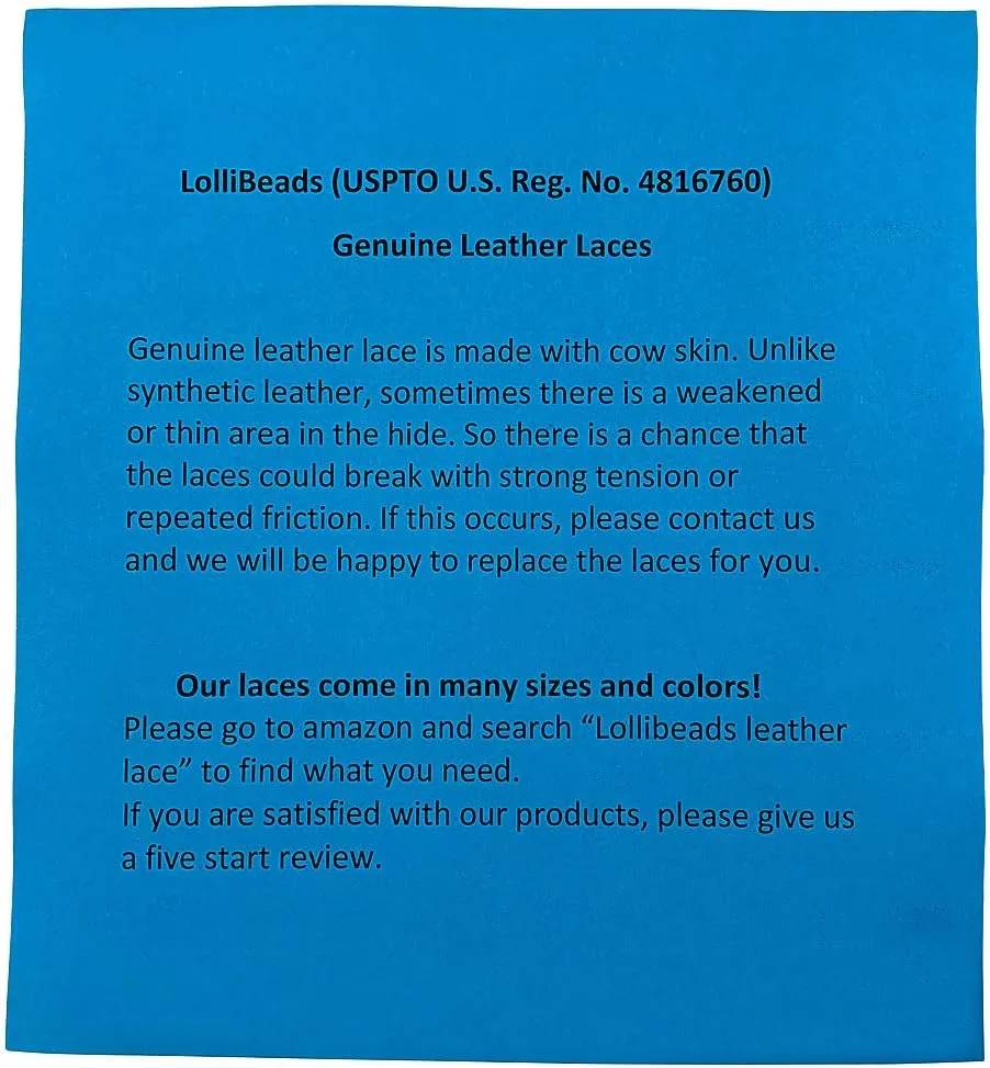 LolliBeads (TM Genuine Flat Leather Shoe Lace String Cord