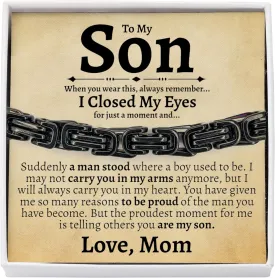 Love You This Much Sentimental Cuban Stainless Steel Bracelet - Mom to Son Gift for Birthday, Unique Present