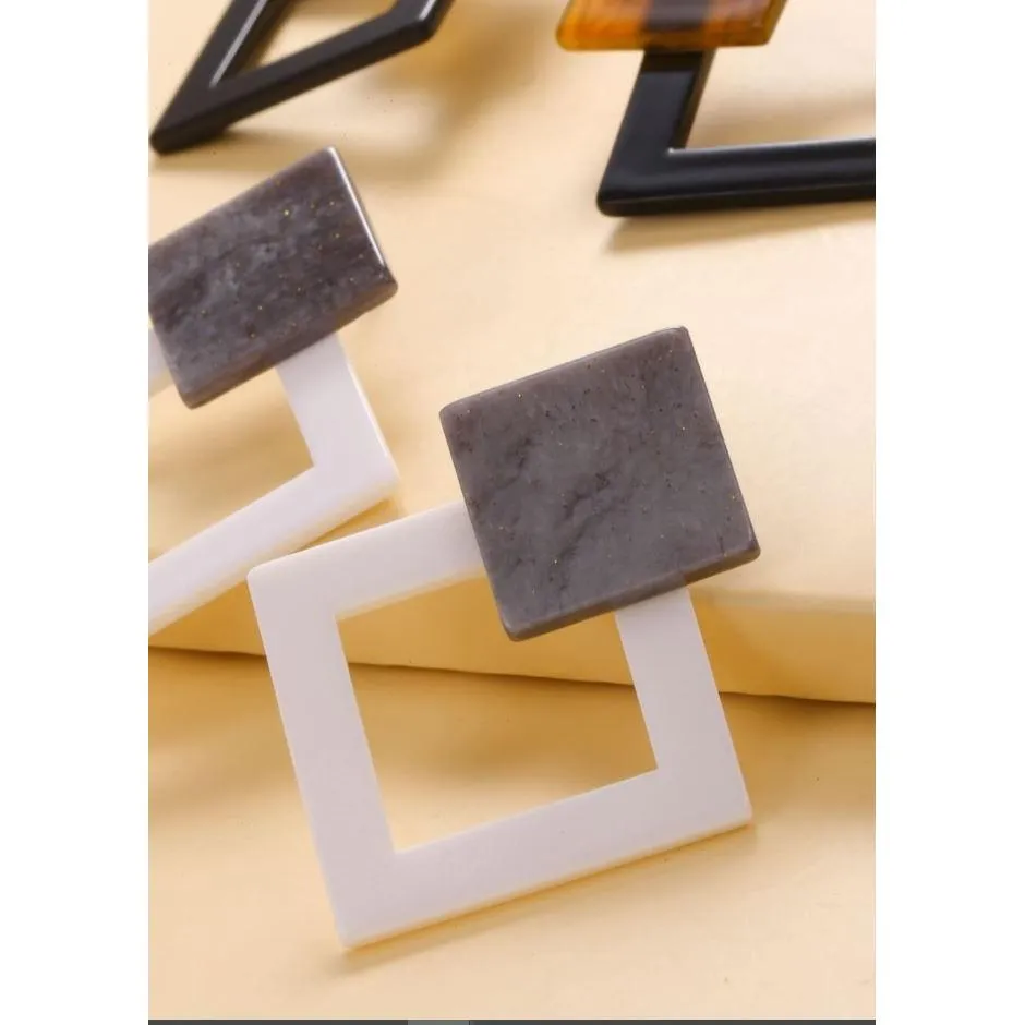 Majestic Desire Geometric Square Box Earrings