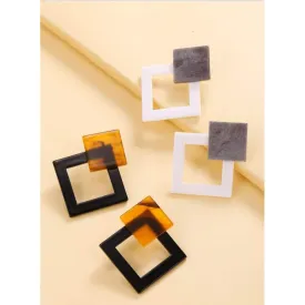 Majestic Desire Geometric Square Box Earrings