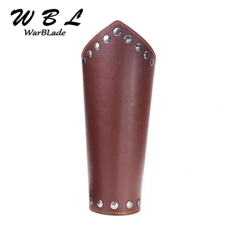 Massive Leather Bracelet Gauntlet with Lace - Medieval Knight Larp